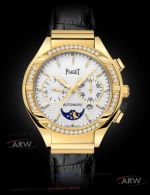 Perfect Replica Piaget Polo White Moon-Phase Dial All Gold Case Watch